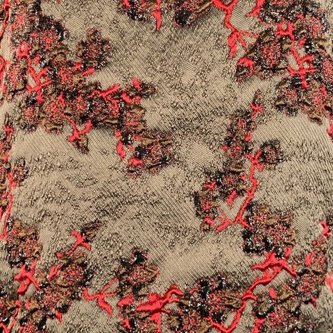 DRIES VAN NOTEN Size M Brown Red Jacquard Brocade Fringed Dress Top