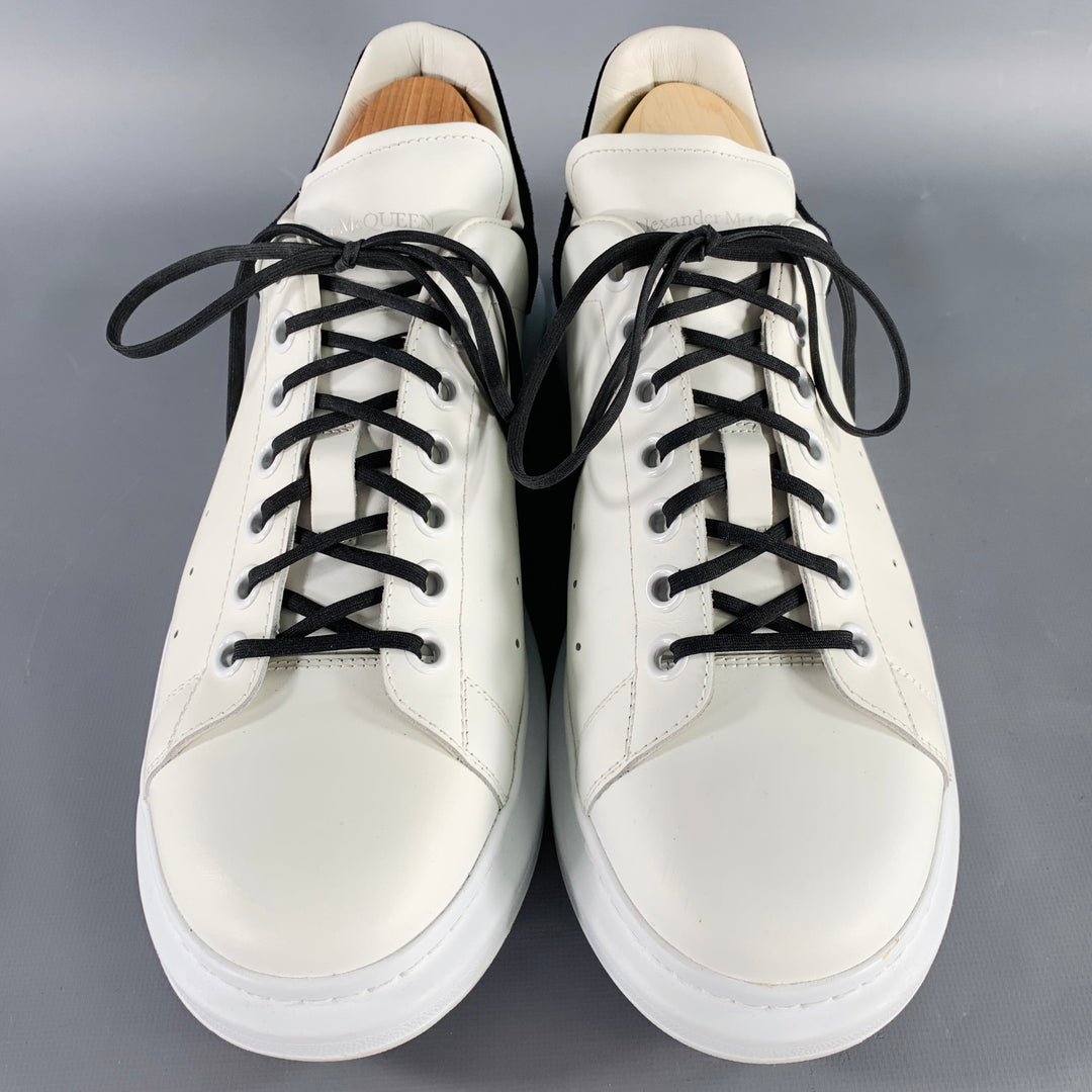 ALEXANDER MCQUEEN Size 10 White Black Leather Sneakers
