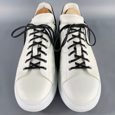 ALEXANDER MCQUEEN Size 10 White Black Leather Sneakers
