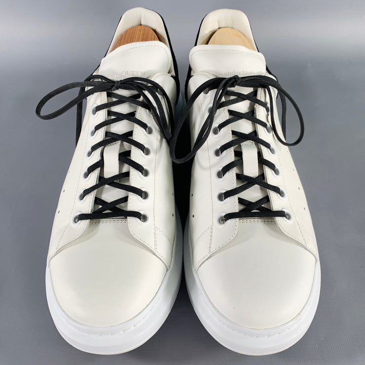 ALEXANDER MCQUEEN Size 10 White Black Leather Sneakers
