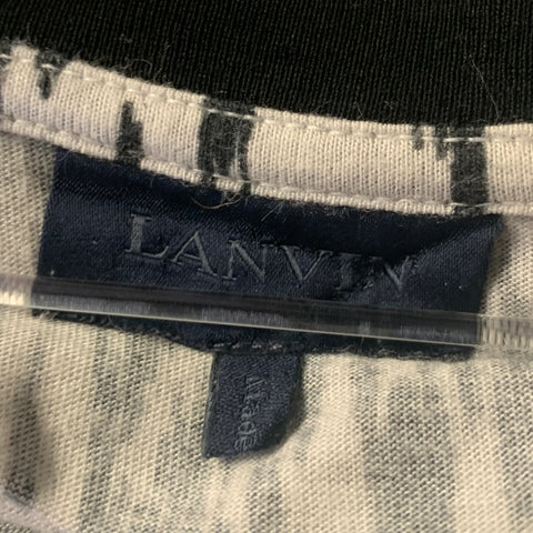 LANVIN Size M White Black Abstract Cotton Blend T-shirt