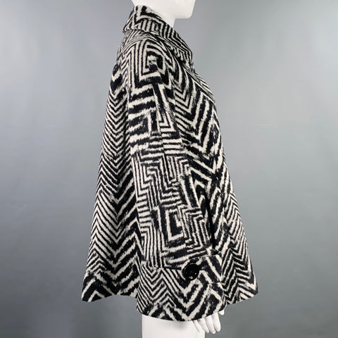 CINZIA ROCCA Size 8 Black White Wool Angora Zig Zag Jacket