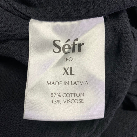 SEFR Size XL Black Cotton Blend Button Up Long Sleeve Shirt