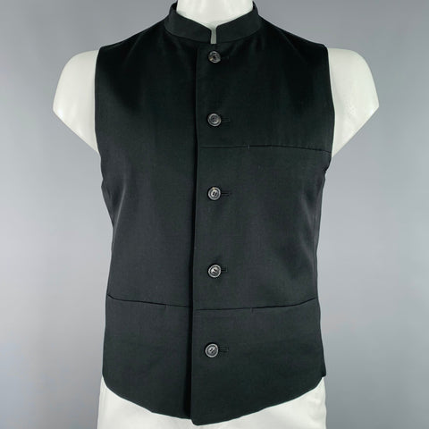 ISSEY MIYAKE Gilet Col Mao en Laine Noire Taille 40