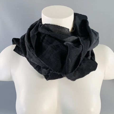 BURBERRY Grey Black Checkered Merino Wool Cashmere Snood Scarf