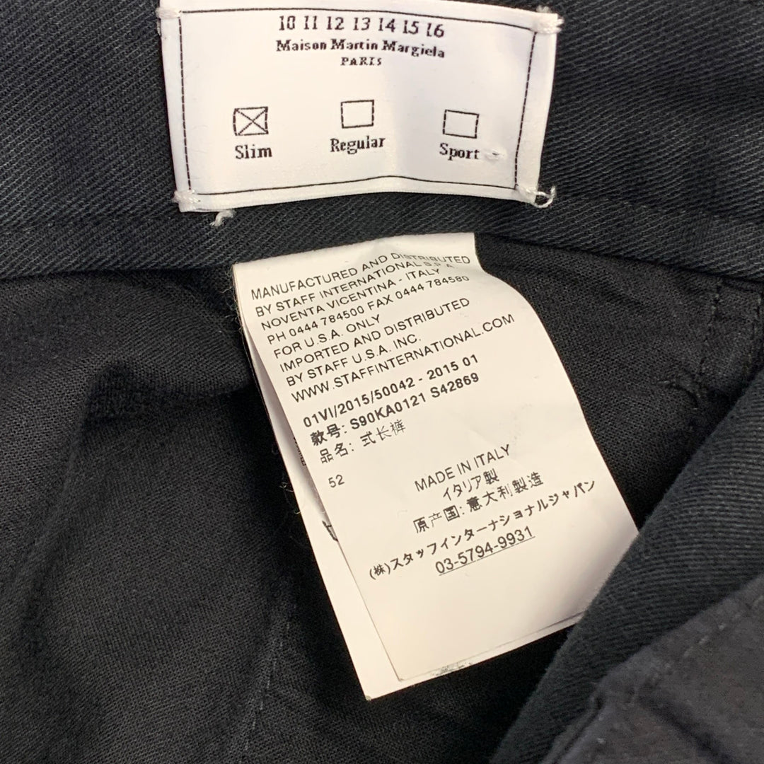 MAISON MARTIN MARGIELA Size 36 Black Cotton Twill Flat Front Button Fly Dress Pants