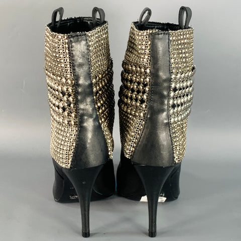 SCHUTZ Size 7 Black Studded Pull On Stiletto Booties