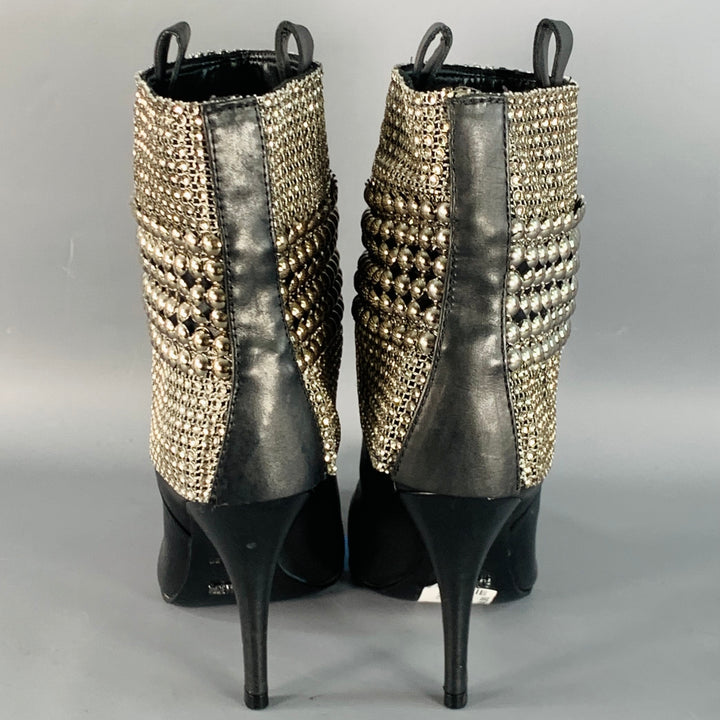 SCHUTZ Size 7 Black Studded Pull On Stiletto Booties