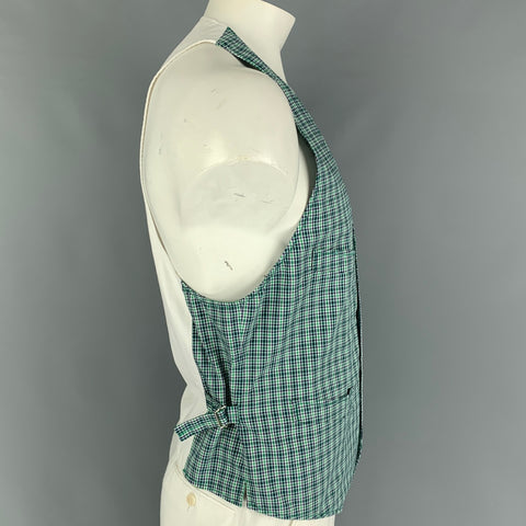 DSQUARED2 Size 42 Green Navy White Plaid Cotton Buttoned Vest