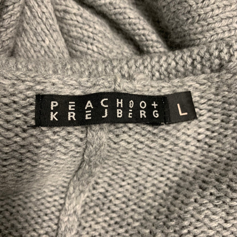 PEACHOO+KREJBERG Taille L Cardigan asymétrique en tricot de laine gris