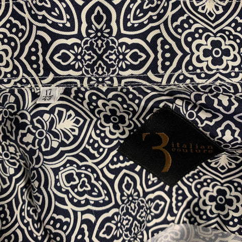 BILLIONAIRE COUTURE Size L Black White Print Silk Long Sleeve Shirt