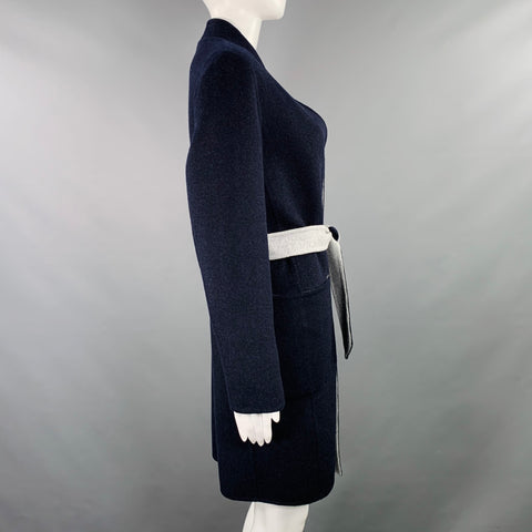 MAX MARA Size 2 Navy Grey Wool Angora Reversible Coat