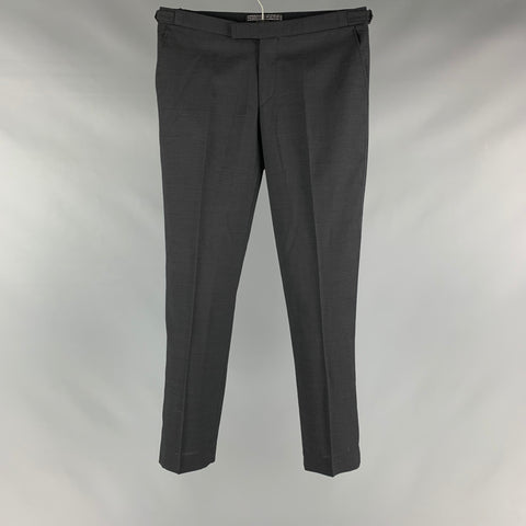 THE KOOPLES Taille 30 Pantalon de costume de smoking en laine unie noire