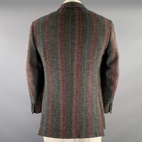 ETRO Chest Size 40 Brown Orange multi Tartan Wool Notch Lapel Sport Coat