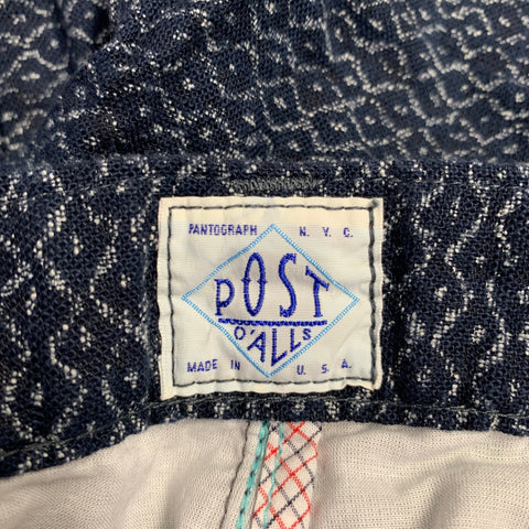 POST O'ALLS Size M Navy White Diamond Zip Fly Shorts