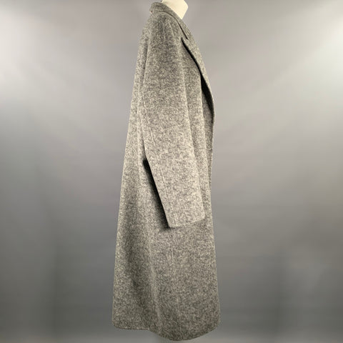 Manteau à revers pointus bicolore en laine gris-fauve RONNY KOBO taille M