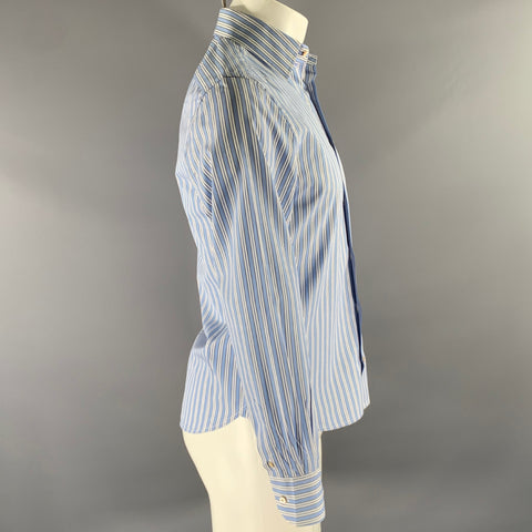 GUCCI Size S Blue White Stripe Cotton Long Sleeve Shirt