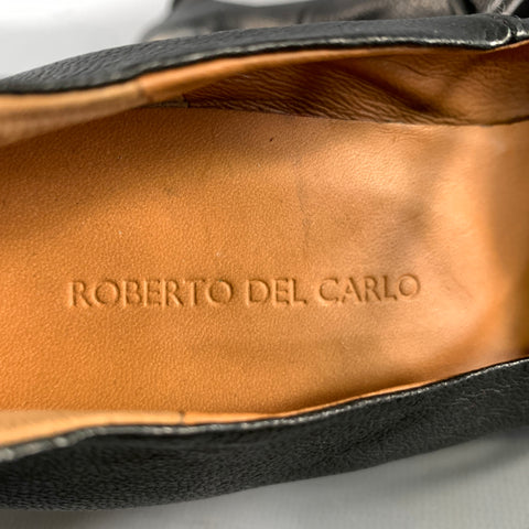 ROBERTO DEL CARLO Size 6.5 Black Leather Ankle Strap Pumps