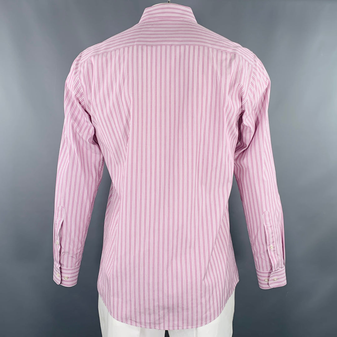 HUGO BOSS Size L Purple White Stripe Cotton Long Sleeve Shirt