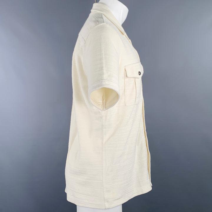 ORLEBAR BROWN Size M Beige Terrycloth Cotton 2 Pockets Short Sleeve Shirt