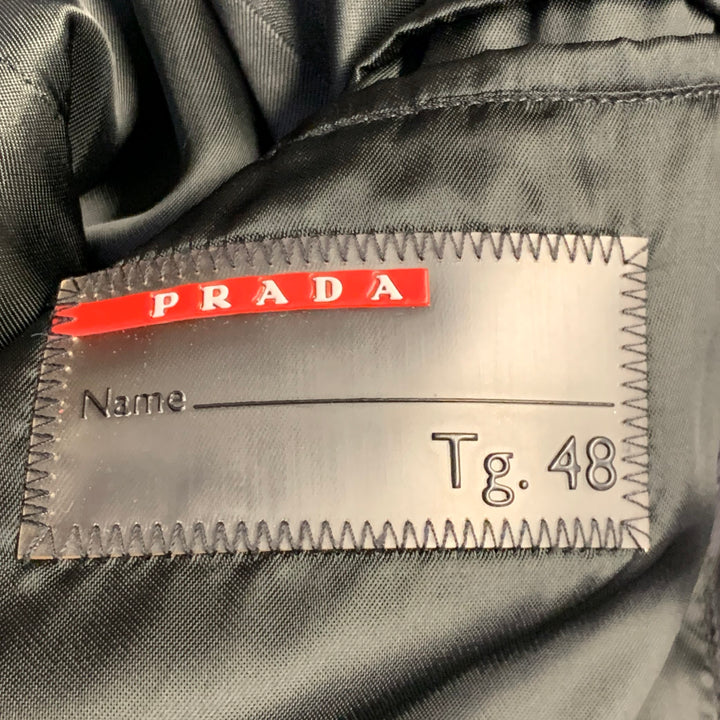 PRADA Size 38 Navy Polyester Hooded Zip Snaps Jacket