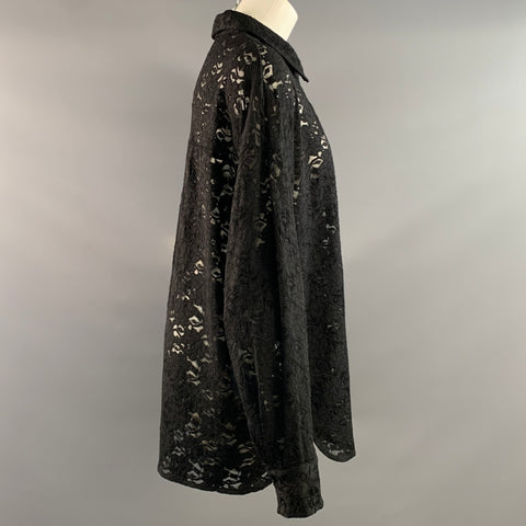DISSH Size M Black Lace Button Up Shirt