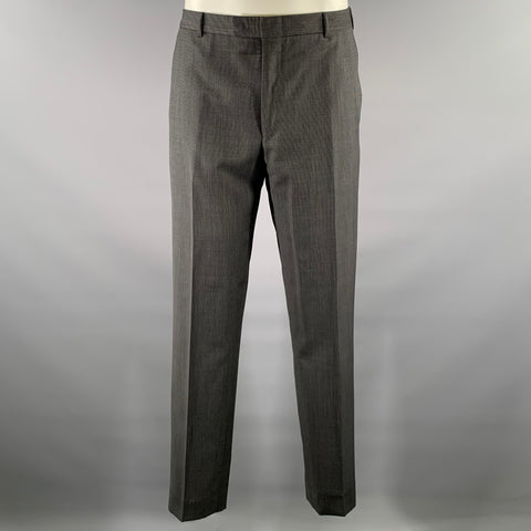 Z ZEGNA Size 44 Grey Black Nailhead Wool Notch Lapel Suit
