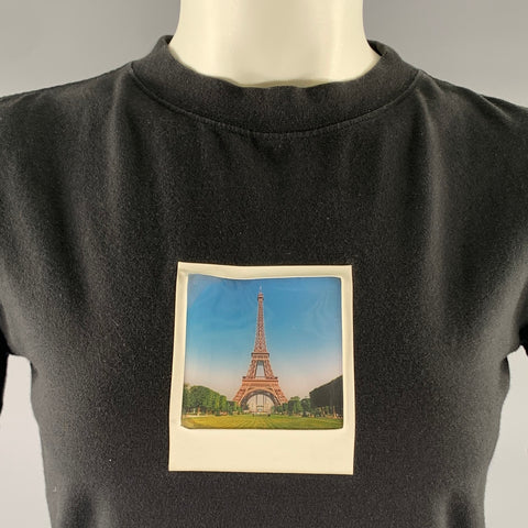 BALENCIAGA Size L Black Photo Cotton  Elastane T Shirt Short Sleeve Shirt