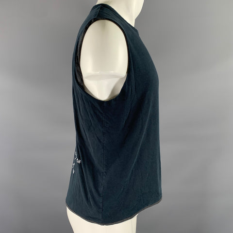 RAF by RAF SIMONS Size S Navy White Graphic Cotton Lined Tank Top