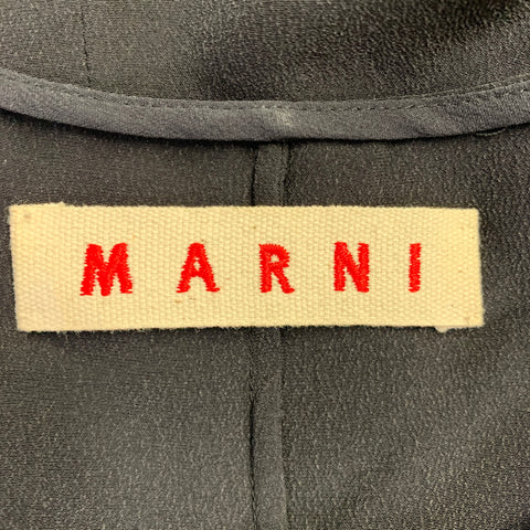 MARNI Size 4 Black Polyester Applique Double Layer Cocktail Dress