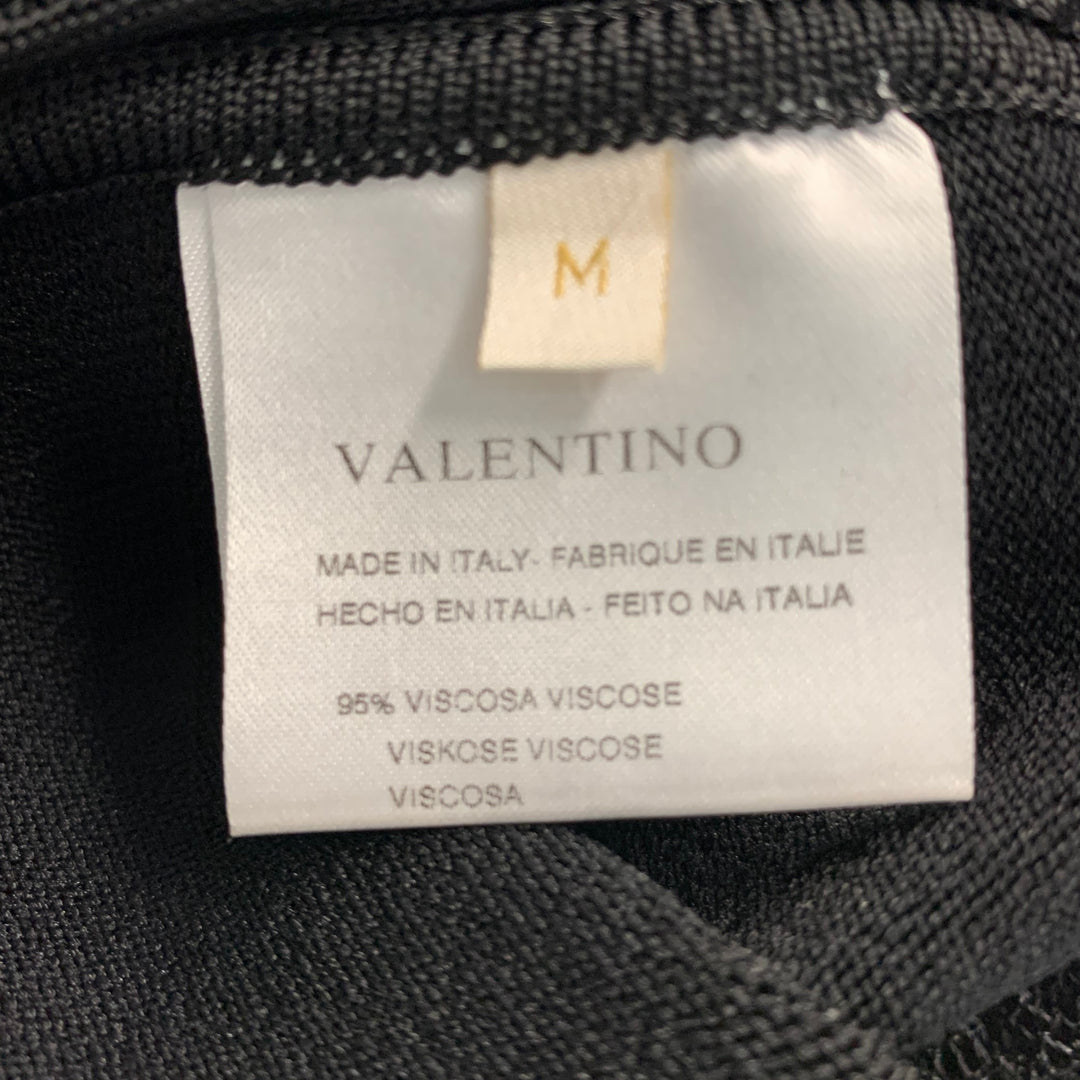 VALENTINO Size M Black Viscose Nylon Lace Up Dress Top
