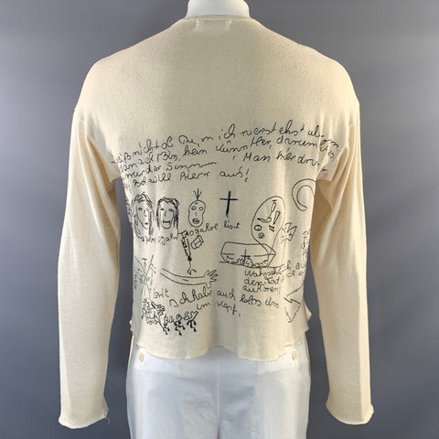 ENFANTS RICHES DEPRIMES M Beige Black Embroidery Cotton Crew Neck Pullover