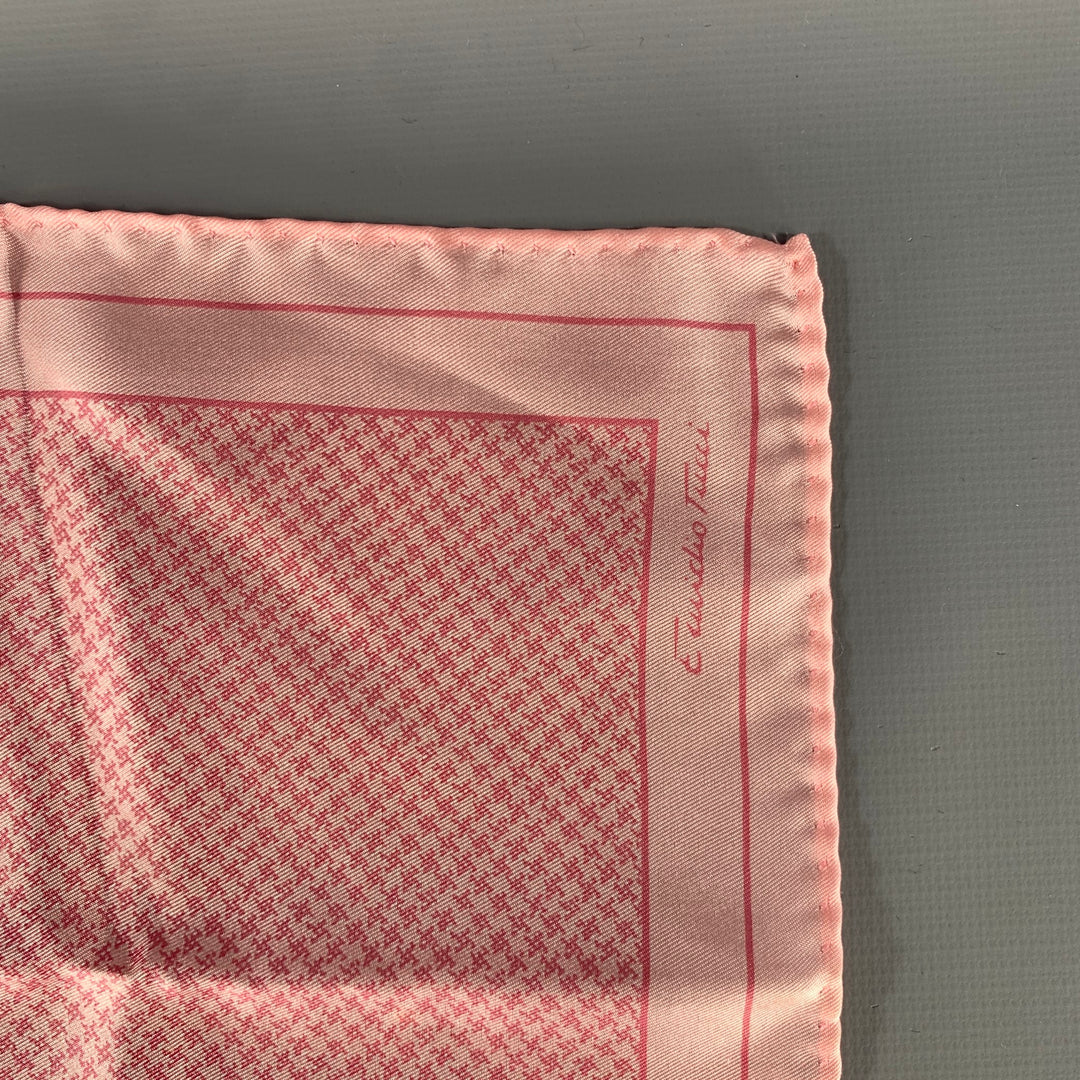 ANTHIME MOULEY Pink Mixed Pattern Silk Pocket Square