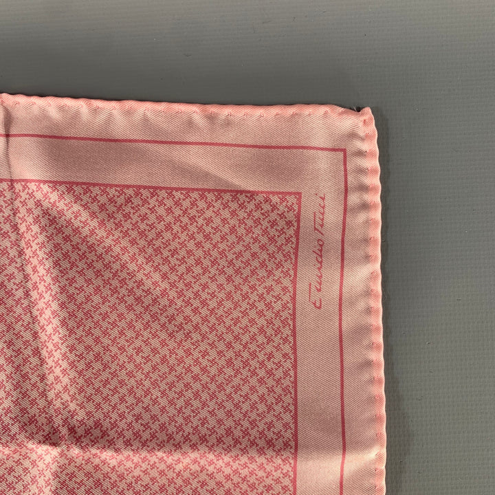 ANTHIME MOULEY Pink Mixed Pattern Silk Pocket Square