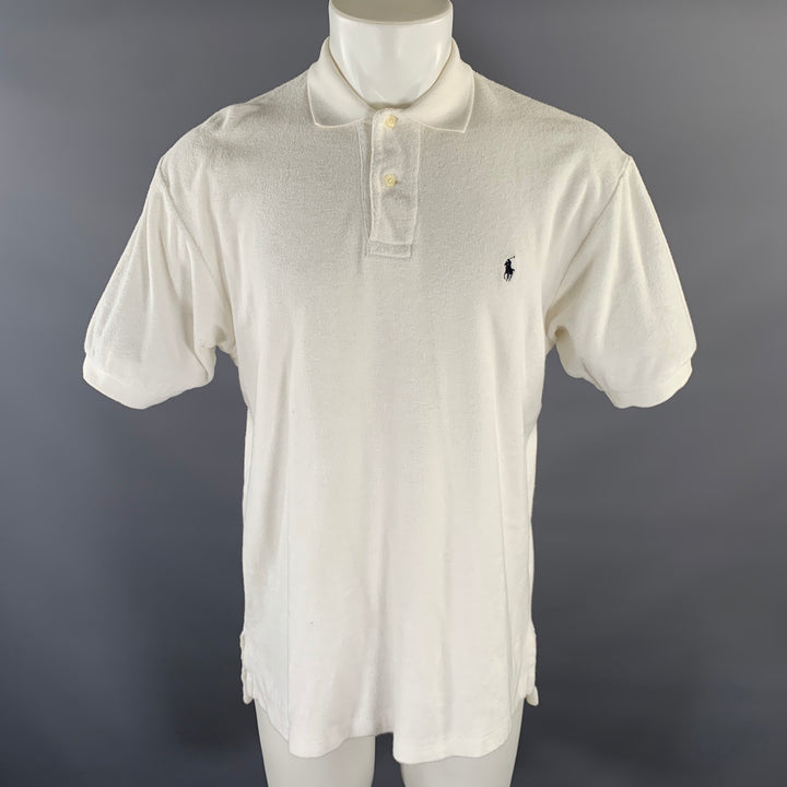 RALPH LAUREN Size M White Terry Cotton Polo