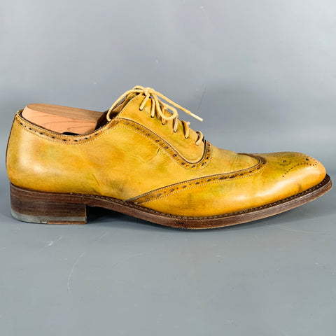 CALZOLERIA HARRIS Size 9 Tan Perforated Leather Lace-Up Shoes