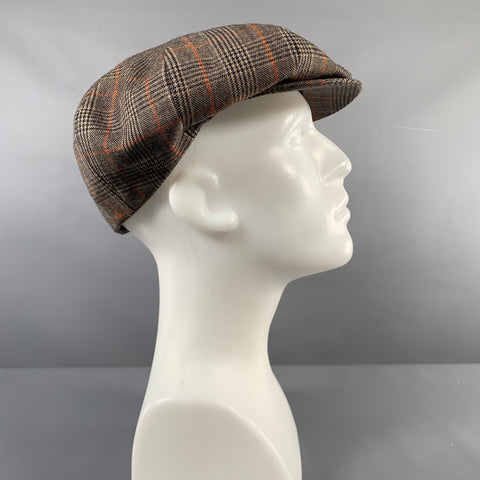 BORSALINO Size XL Beige Brown Glenplaid Wool Hats