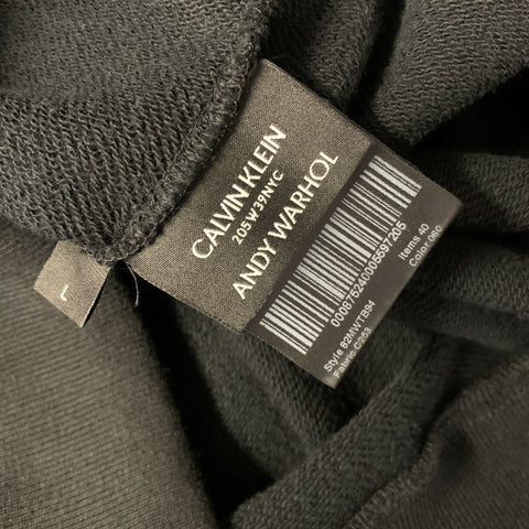 CALVIN KLEIN 205W39NYC Size L Black Blue Graphic Cotton Hoodie Sweatshirt