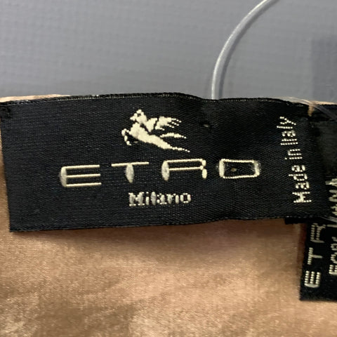 ETRO Beige Multi Color Beaded Leather Wool Silk Sequined Scarf