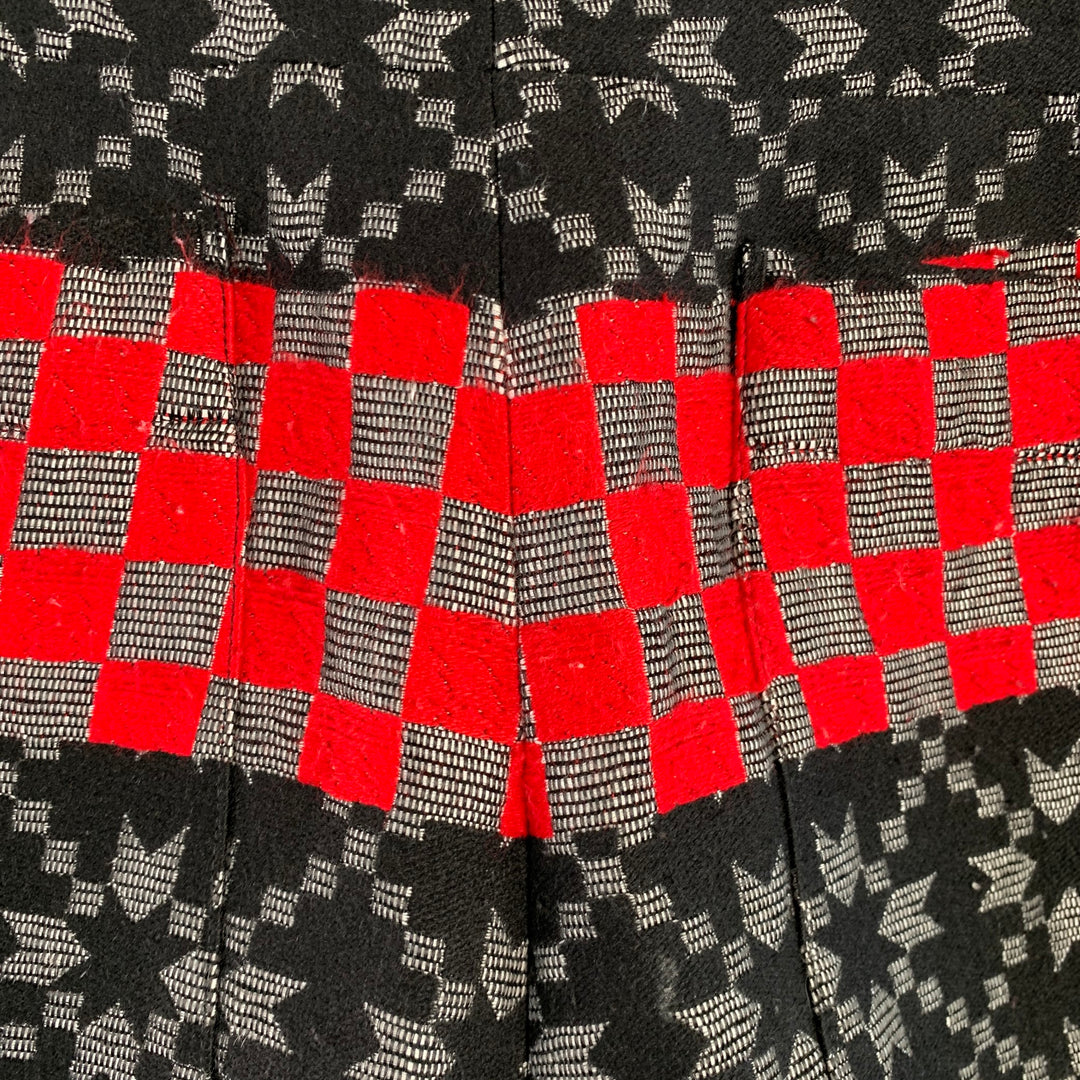 HAIDER ACKERMANN Size 32 Black Grey Red Jacquard Acrylic Blend Casual Pants
