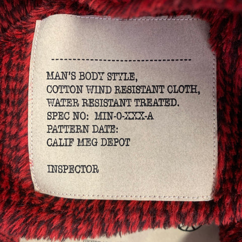 MONITALY Size L Olive Red Quilted Cotton Nylon Pop Over Jacket