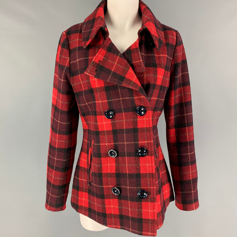 CONVERSE Size M Red Black Plaid Peacoat Jacket