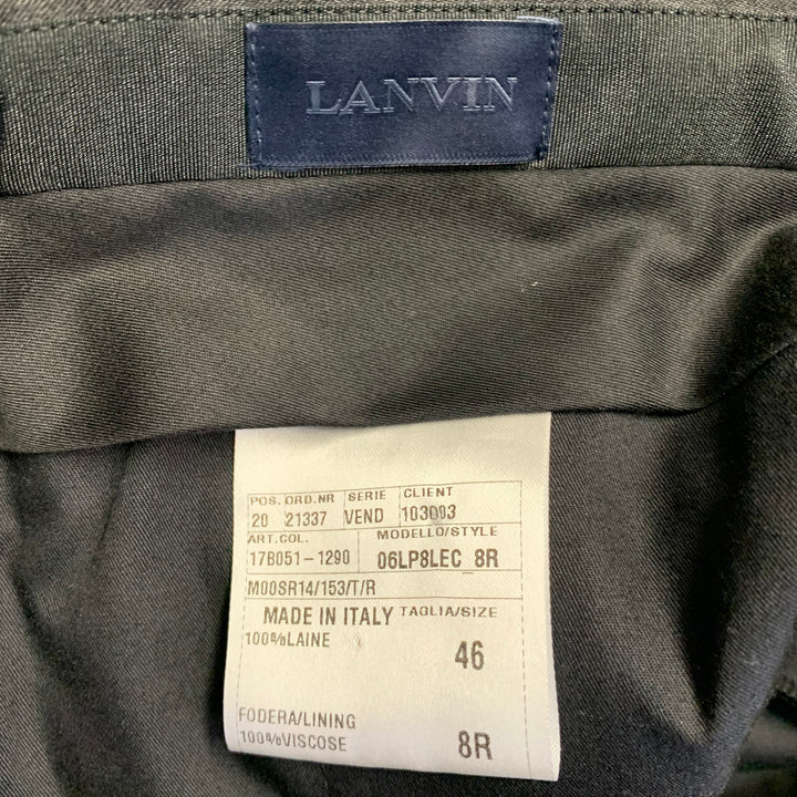 LANVIN Size 30 Black Wool Tapered Side Tabs Zip Fly Dress Pants