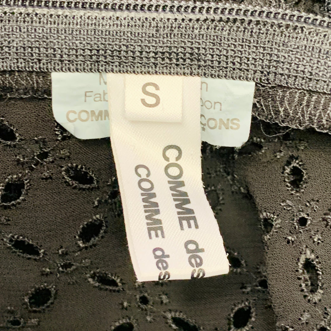 COMME des GARCONS 2012 Size S Black Cupro Eyelet Asymmetrical Wide Leg Jumpsuit