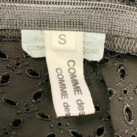 COMME des GARCONS 2012 Size S Black Cupro Eyelet Asymmetrical Wide Leg Jumpsuit