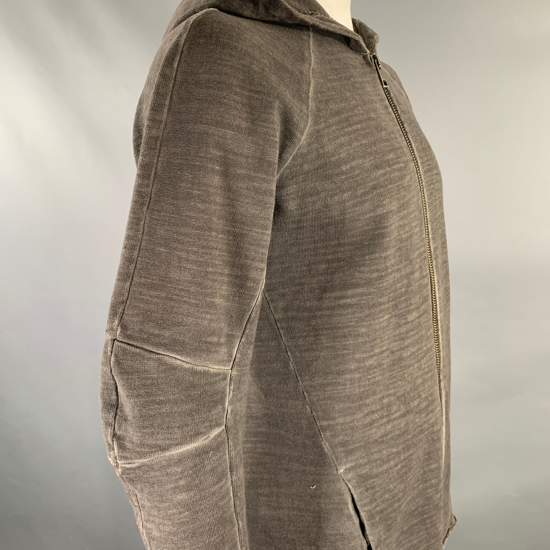 ANDREA YA'AQOV Size L Gray Dyed Cotton Hoodie Jacket