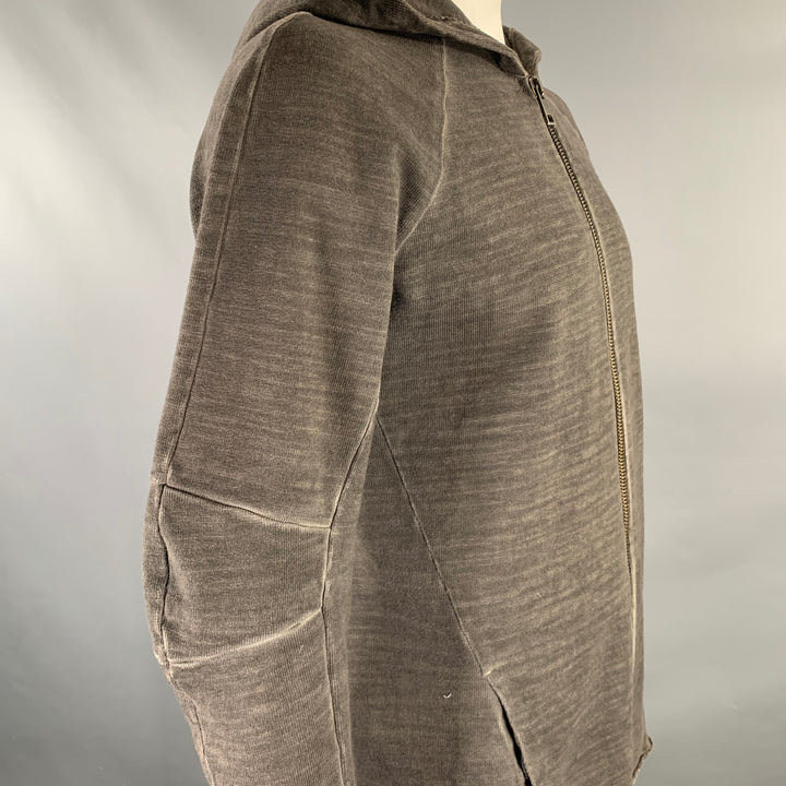 ANDREA YA'AQOV Size L Gray Dyed Cotton Hoodie Jacket