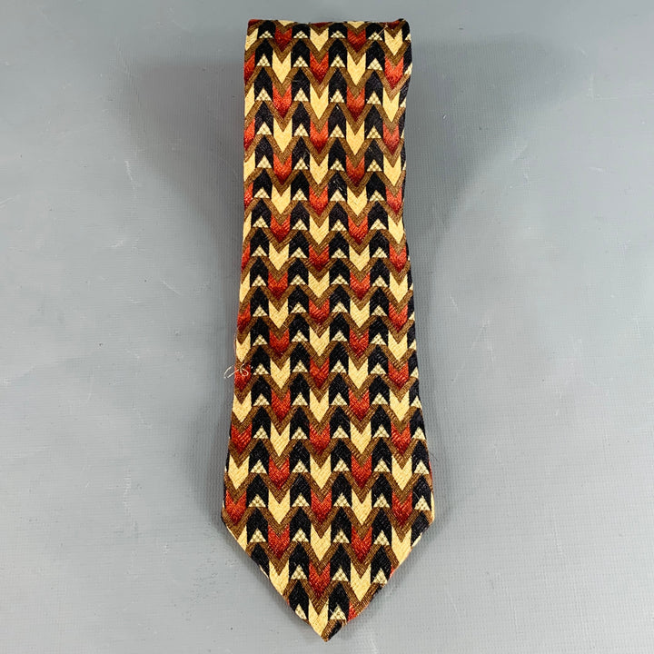 ERMENEGILDO ZEGNA Black Multi Color Abstract Silk Tie