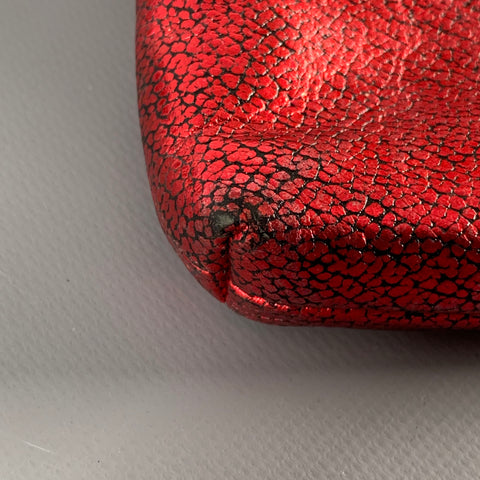Portefeuille COACH zippé rouge et noir avec dragonne