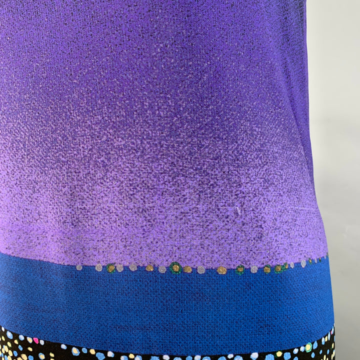 AKRIS Size 10 Black Multi Color Viscose Blend Abstract Cityscape Sleeveless Dress